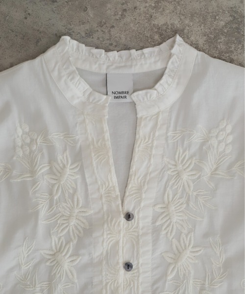 インド綿刺繍 スキッパー長袖ブラウス | NOMBRE IMPAIR