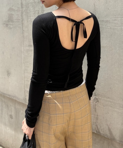 HONEY MI HONEY(ハニーミーハニー)の「drawstring rib cutsew(Tシャツ/カットソー・レディース・オフホワイト/サックスブルー/ブラック/ピンク・FREE)」の21枚目の写真