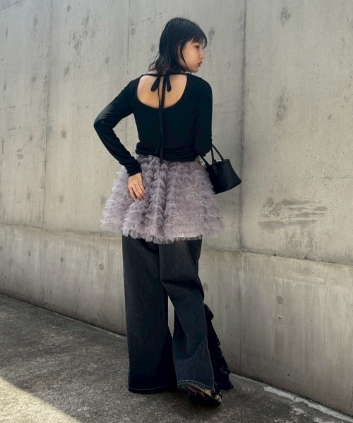 HONEY MI HONEY(ハニーミーハニー)の「drawstring rib cutsew(Tシャツ/カットソー・レディース・オフホワイト/サックスブルー/ブラック/ピンク・FREE)」の18枚目の写真