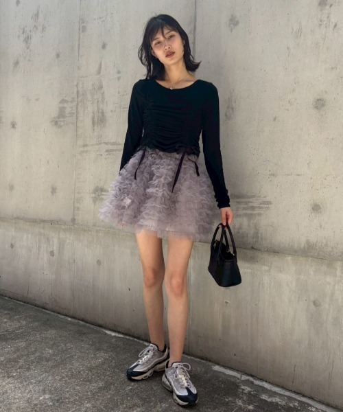 HONEY MI HONEY(ハニーミーハニー)の「drawstring rib cutsew(Tシャツ/カットソー・レディース・オフホワイト/サックスブルー/ブラック/ピンク・FREE)」の16枚目の写真