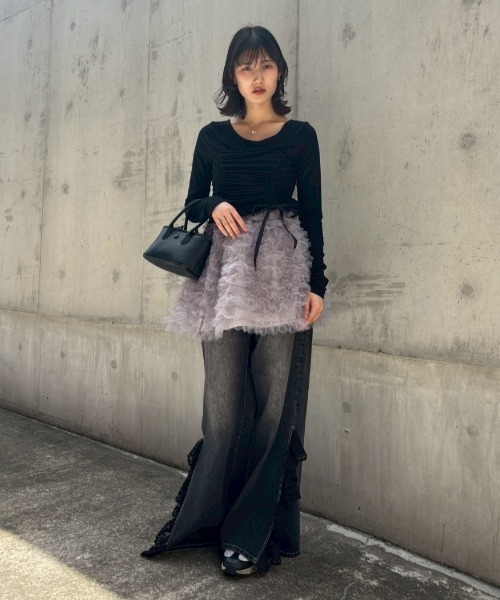 HONEY MI HONEY(ハニーミーハニー)の「drawstring rib cutsew(Tシャツ/カットソー・レディース・オフホワイト/サックスブルー/ブラック/ピンク・FREE)」の17枚目の写真