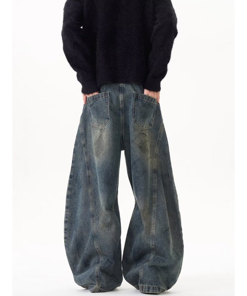 セール】ワイドカーブデニム VINTAGE加工（デニムパンツ）｜Sakka