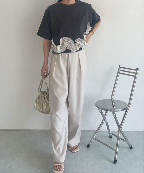 ECLAM(クラム)の「フリルドッキングトップス(Tシャツ/カットソー・レディース・ブラック/グレー・M)」の21枚目の写真