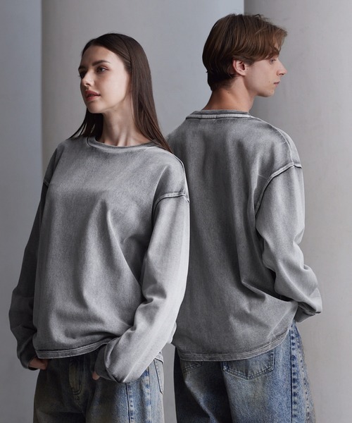 CLEL（クレイル）の「【CLEL】High Vintage Design Basic T-Shirt / ハイヴィンテージデザイン ベーシックTシャツ(ロンT)（Tシャツ/カットソー・メンズ・ブラック系/グレー系/グリーン系1/ホワイト系/ブラック系1/グレー系1・XS/S/M/L）」の11枚目の写真