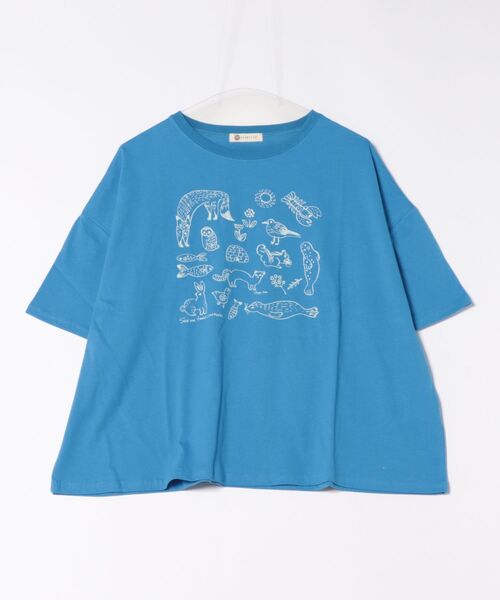 tシャツ (BD)「BARNDOOR」総柄 プリント ドルマンスリーブ Tシャツ レディース BARNDOOR tシャツ (BD)「BARNDOOR」総柄 プリント ドルマン