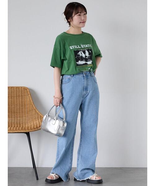 ehka sopo（エヘカソポ）の「バンドプリントTシャツ（Tシャツ/カットソー・レディース・ブルー/オフホワイト/グリーン/チャコールグレー・F）」の10枚目の写真