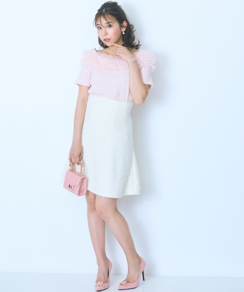 marun(マルン)の「<大きいサイズ>ツイード調ショート丈スカート marun(スカート・レディース・アイボリー/ネイビー・LL/L/5L/4L/3L)」の21枚目の写真