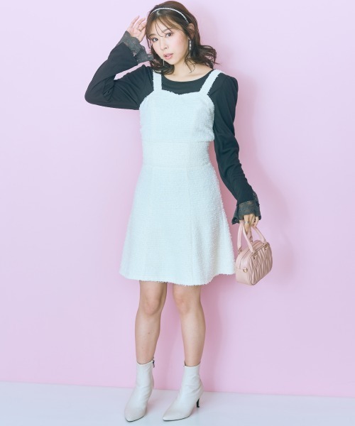 marun(マルン)の「<大きいサイズ>ツイード調ショート丈スカート marun(スカート・レディース・アイボリー/ネイビー・LL/L/5L/4L/3L)」の22枚目の写真