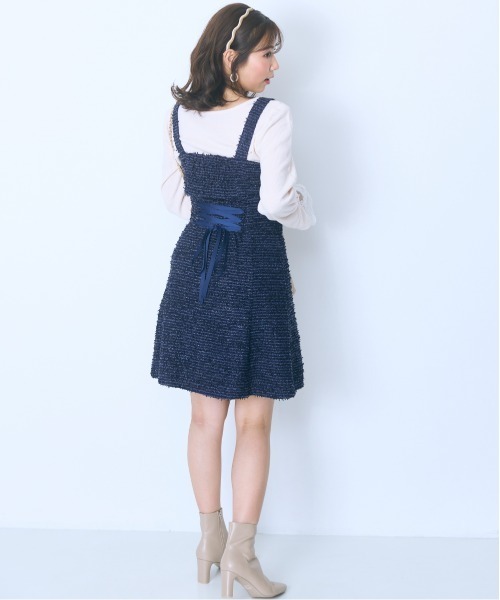 marun(マルン)の「<大きいサイズ>ツイード調ショート丈スカート marun(スカート・レディース・アイボリー/ネイビー・LL/L/5L/4L/3L)」の16枚目の写真