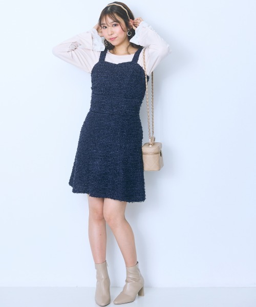 marun(マルン)の「<大きいサイズ>ツイード調ショート丈スカート marun(スカート・レディース・アイボリー/ネイビー・LL/L/5L/4L/3L)」の18枚目の写真