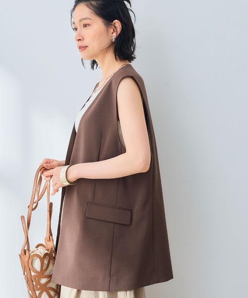 CROSS FUNCTION（クロスファンクション）の「《UV/通気性》サマ美え ノーカラージレ【CROSS FUNCTION/クロスファンクション】（ベスト・レディース・ダークブラウン/チャコールグレー・M/L/LL）」の5枚目の写真