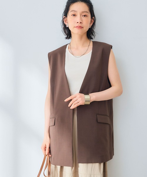 CROSS FUNCTION（クロスファンクション）の「《UV/通気性》サマ美え ノーカラージレ【CROSS FUNCTION/クロスファンクション】（ベスト・レディース・ダークブラウン/チャコールグレー・M/L/LL）」の4枚目の写真