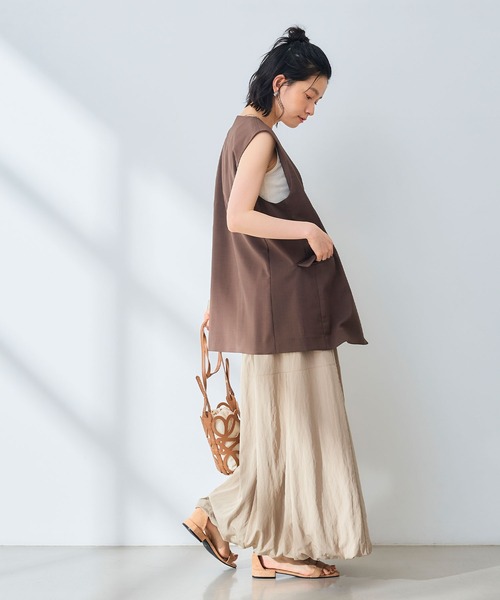 CROSS FUNCTION（クロスファンクション）の「《UV/通気性》サマ美え ノーカラージレ【CROSS FUNCTION/クロスファンクション】（ベスト・レディース・ダークブラウン/チャコールグレー・M/L/LL）」の8枚目の写真