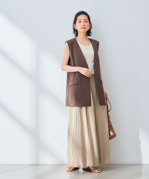 CROSS FUNCTION（クロスファンクション）の「《UV/通気性》サマ美え ノーカラージレ【CROSS FUNCTION/クロスファンクション】（ベスト・レディース・ダークブラウン/チャコールグレー・M/L/LL）」の7枚目の写真