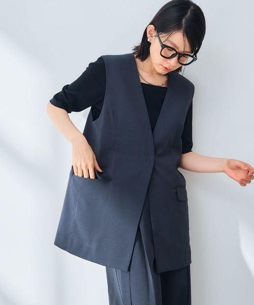 CROSS FUNCTION（クロスファンクション）の「《UV/通気性》サマ美え ノーカラージレ【CROSS FUNCTION/クロスファンクション】（ベスト・レディース・ダークブラウン/チャコールグレー・M/L/LL）」の17枚目の写真