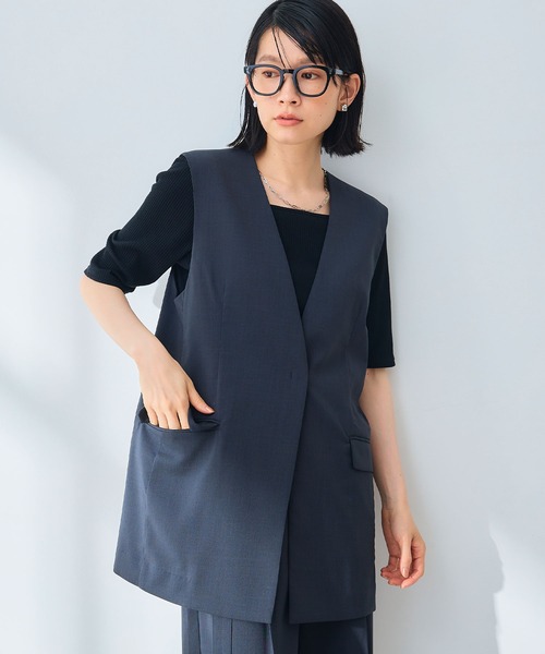 CROSS FUNCTION（クロスファンクション）の「《UV/通気性》サマ美え ノーカラージレ【CROSS FUNCTION/クロスファンクション】（ベスト・レディース・ダークブラウン/チャコールグレー・M/L/LL）」の18枚目の写真