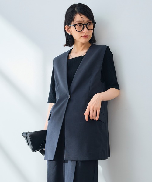 CROSS FUNCTION（クロスファンクション）の「《UV/通気性》サマ美え ノーカラージレ【CROSS FUNCTION/クロスファンクション】（ベスト・レディース・ダークブラウン/チャコールグレー・M/L/LL）」の19枚目の写真