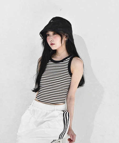 Y/lim（イリム）の「カップ付きボーダーリンガータンク（タンクトップ・レディース・ブラック/レッド/ブラウン・M/L）」の8枚目の写真