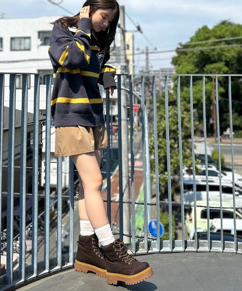 Java(ジャバ)の「《JaVaジャバコラボ》ボリューム感でスタイルアップを叶える♪ヌバック調素材7ホール撥水加工ブーツ(ブーツ・レディース・ダークブラウン/ベージュ・X-LARGE/LARGE/MEDIUM/SMALL)」の15枚目の写真