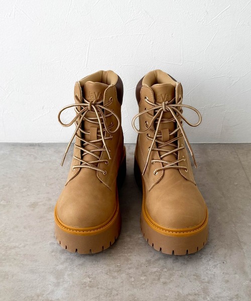 Java(ジャバ)の「《JaVaジャバコラボ》ボリューム感でスタイルアップを叶える♪ヌバック調素材7ホール撥水加工ブーツ(ブーツ・レディース・ダークブラウン/ベージュ・X-LARGE/LARGE/MEDIUM/SMALL)」の22枚目の写真