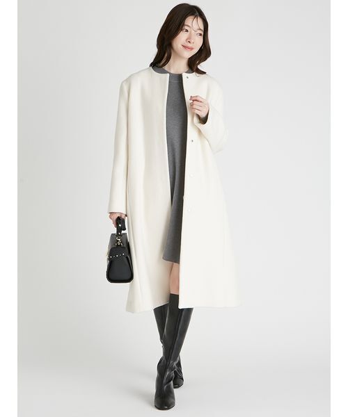 カシミヤ混ノーカラーコート（ノーカラーコート）｜CELFORD