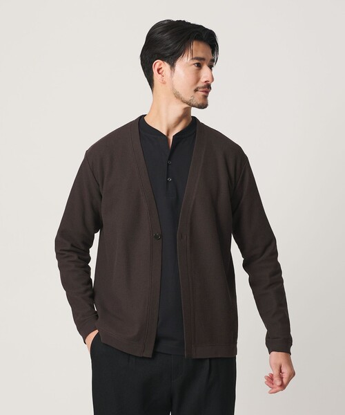 BEAUTY&YOUTH UNITED ARROWS(ビューティーアンドユースユナイテッドアローズ)の「【WEB限定 WARDROBE SMART】エアリー カノコ カーディガン 【抗菌・防臭】(カーディガン/ボレロ・メンズ・ブラック/ダークグレー/ダークブラウン・XL/L/M/S)」の1枚目の写真