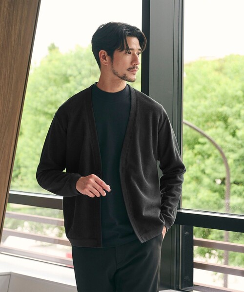 【美品】UNITED ARROWS & SONS カーディガン　BLACK セール】【WEB限定 WARDROBE SMART】エアリー カノコ カーディガン