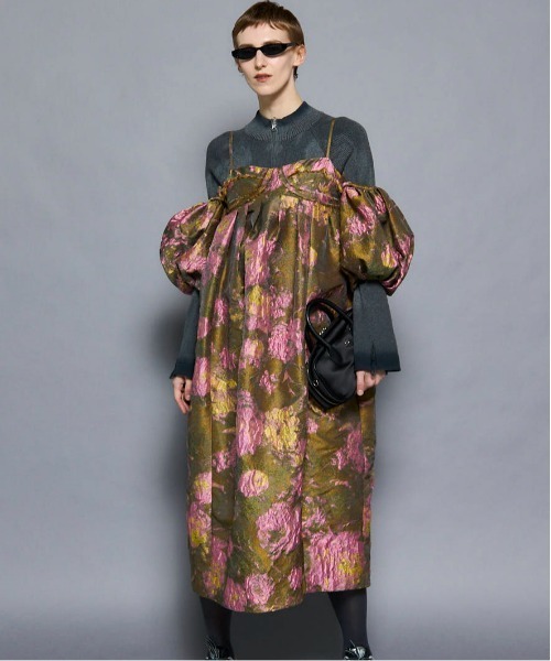 メゾンスペシャル　バルーン　ワンピース 25AW PRE-ORDER】Jacquard Motif Balloon Camisole Dress