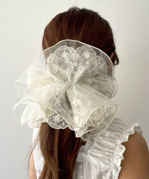 WEGO(ウィゴー)の「WEGO/フラワーレースシュシュ(シュシュ・レディース・ブラック/アイボリー・FREE)」の4枚目の写真