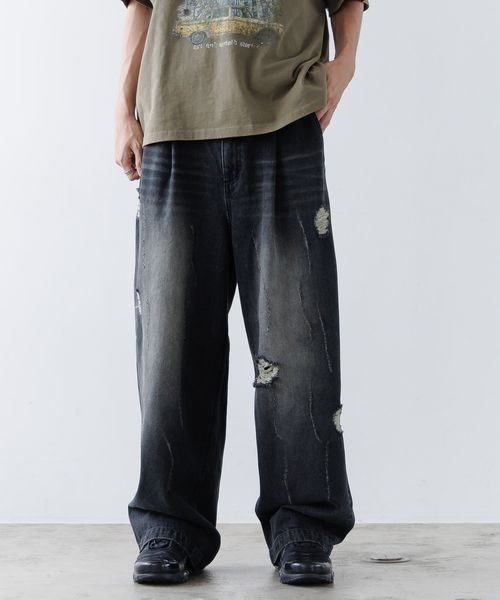 PBLIM（ページボーイリム）の「《UNISEX》エイジングデニム（デニムパンツ・レディース・ブルー/ブラック・LARGE/MEDIUM）」の16枚目の写真