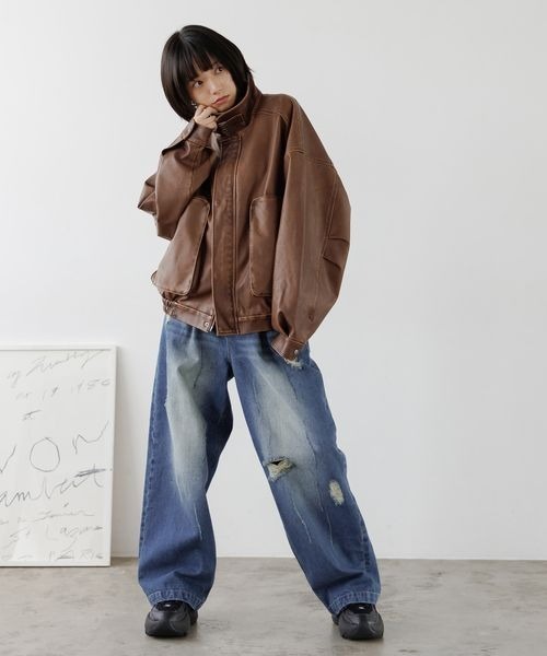 PBLIM（ページボーイリム）の「《UNISEX》エイジングデニム（デニムパンツ・レディース・ブルー/ブラック・LARGE/MEDIUM）」の10枚目の写真