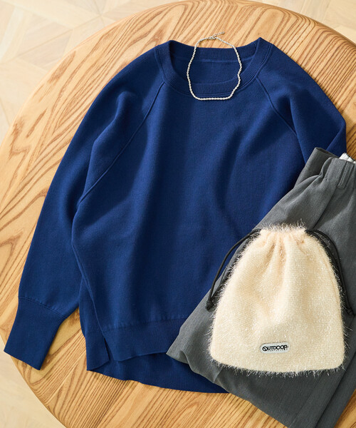 マシーンウォッシャブル＞ スウェットライクニット プルオーバー