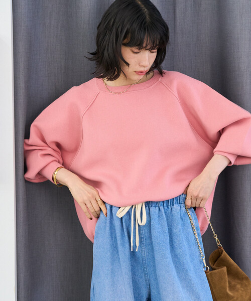 FREAK'S STORE（フリークスストア）の「＜マシーンウォッシャブル＞ スウェットライクニット プルオーバー（ニット/セーター・レディース・ピンク/ライトグレー/ネイビー/ナチュラル/ブラック/サックスブルー・ﾌﾘ-）」の6枚目の写真