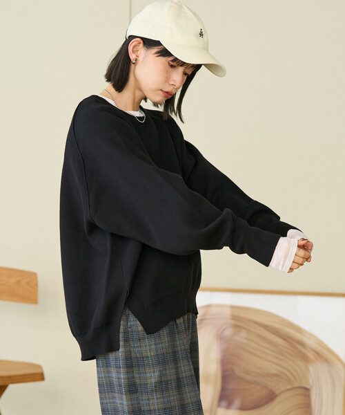 セール】＜マシーンウォッシャブル＞ スウェットライクニット プル