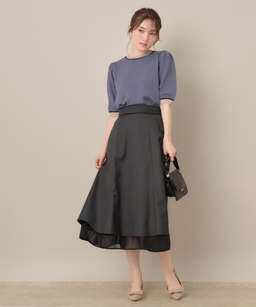 couture brooch(クチュールブローチ)の「【マシンウォッシャブル・美シルエット】裾シアーフレアスカート(スカート・レディース・チャコールグレー/ブラウン系その他・36/38/40/42)」の4枚目の写真