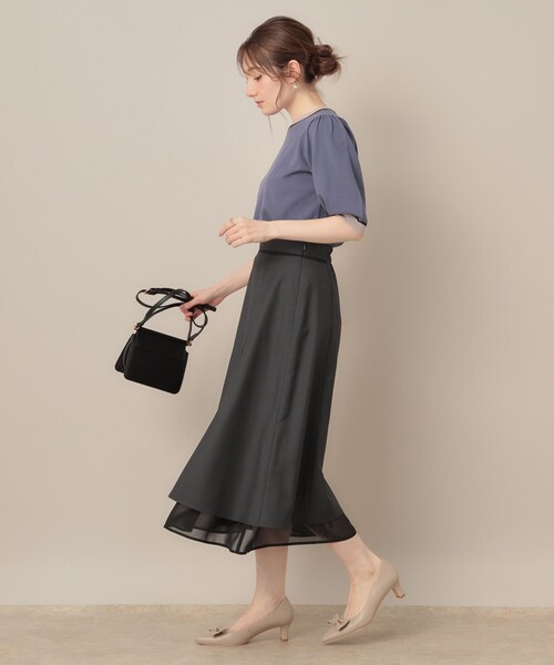 couture brooch(クチュールブローチ)の「【マシンウォッシャブル・美シルエット】裾シアーフレアスカート(スカート・レディース・チャコールグレー/ブラウン系その他・36/38/40/42)」の5枚目の写真