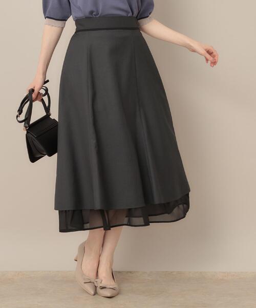 couture brooch(クチュールブローチ)の「【マシンウォッシャブル・美シルエット】裾シアーフレアスカート(スカート・レディース・チャコールグレー/ブラウン系その他・36/38/40/42)」の7枚目の写真