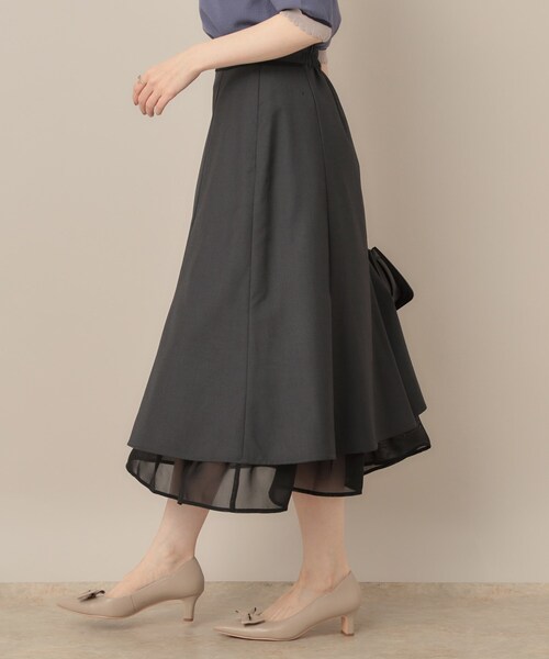 couture brooch(クチュールブローチ)の「【マシンウォッシャブル・美シルエット】裾シアーフレアスカート(スカート・レディース・チャコールグレー/ブラウン系その他・36/38/40/42)」の8枚目の写真