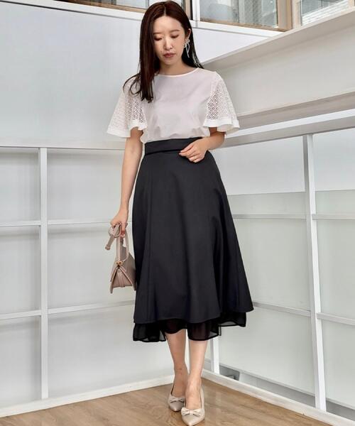 couture brooch(クチュールブローチ)の「【マシンウォッシャブル・美シルエット】裾シアーフレアスカート(スカート・レディース・チャコールグレー/ブラウン系その他・36/38/40/42)」の10枚目の写真