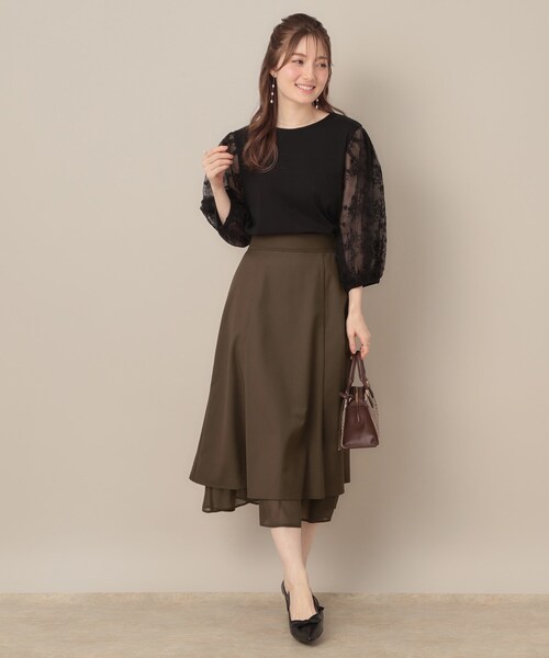couture brooch(クチュールブローチ)の「【マシンウォッシャブル・美シルエット】裾シアーフレアスカート(スカート・レディース・チャコールグレー/ブラウン系その他・36/38/40/42)」の14枚目の写真