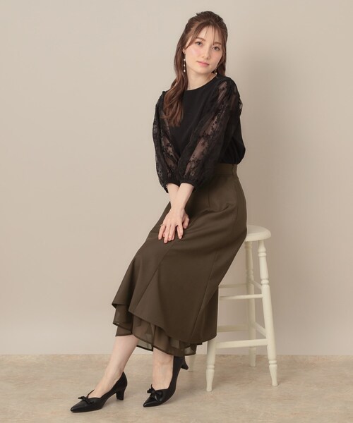 couture brooch(クチュールブローチ)の「【マシンウォッシャブル・美シルエット】裾シアーフレアスカート(スカート・レディース・チャコールグレー/ブラウン系その他・36/38/40/42)」の16枚目の写真