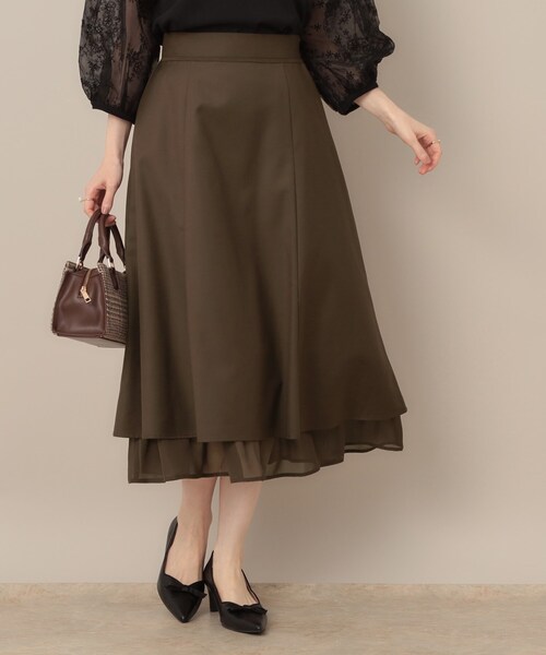 couture brooch(クチュールブローチ)の「【マシンウォッシャブル・美シルエット】裾シアーフレアスカート(スカート・レディース・チャコールグレー/ブラウン系その他・36/38/40/42)」の17枚目の写真
