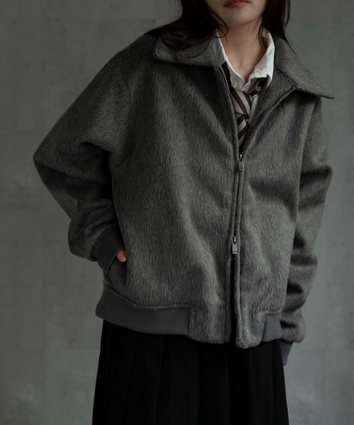 CREARE -LINO-(クレアーレリノ)の「〈ユニセックス商品〉シャギーダブルZIPブルゾン(ブルゾン・メンズ・ブラウン/ブラック/グレー・M/L/XL)」の2枚目の写真