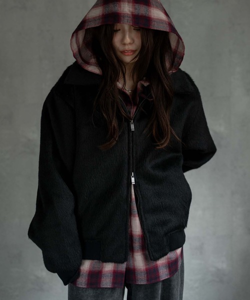 CREARE -LINO-(クレアーレリノ)の「〈ユニセックス商品〉シャギーダブルZIPブルゾン(ブルゾン・メンズ・ブラウン/ブラック/グレー・M/L/XL)」の9枚目の写真