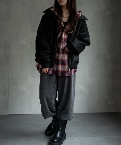 CREARE -LINO-(クレアーレリノ)の「〈ユニセックス商品〉シャギーダブルZIPブルゾン(ブルゾン・メンズ・ブラウン/ブラック/グレー・M/L/XL)」の10枚目の写真