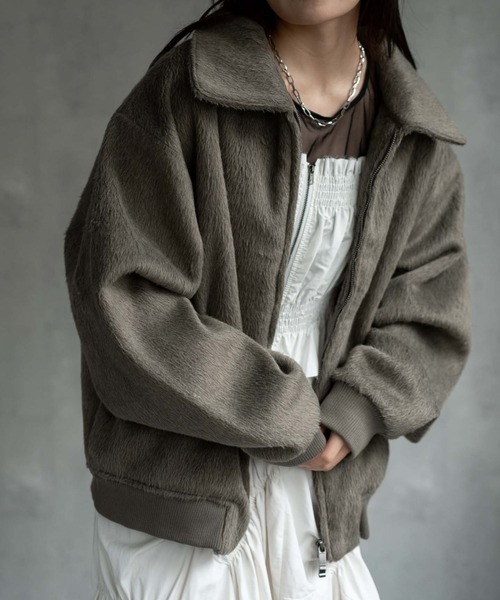 CREARE -LINO-(クレアーレリノ)の「〈ユニセックス商品〉シャギーダブルZIPブルゾン(ブルゾン・メンズ・ブラウン/ブラック/グレー・M/L/XL)」の12枚目の写真