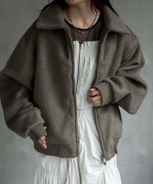 CREARE -LINO-(クレアーレリノ)の「〈ユニセックス商品〉シャギーダブルZIPブルゾン(ブルゾン・メンズ・ブラウン/ブラック/グレー・M/L/XL)」の22枚目の写真