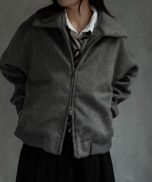 CREARE -LINO-(クレアーレリノ)の「〈ユニセックス商品〉シャギーダブルZIPブルゾン(ブルゾン・メンズ・ブラウン/ブラック/グレー・M/L/XL)」の8枚目の写真