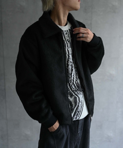 CREARE -LINO-(クレアーレリノ)の「〈ユニセックス商品〉シャギーダブルZIPブルゾン(ブルゾン・メンズ・ブラウン/ブラック/グレー・M/L/XL)」の4枚目の写真