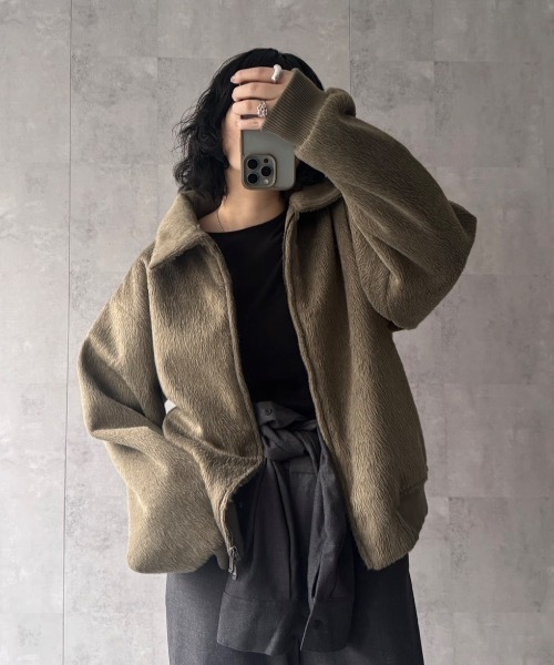 CREARE -LINO-(クレアーレリノ)の「〈ユニセックス商品〉シャギーダブルZIPブルゾン(ブルゾン・メンズ・ブラウン/ブラック/グレー・M/L/XL)」の5枚目の写真